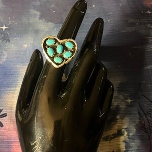 Sterling Turquoise Heart Ring Size 8